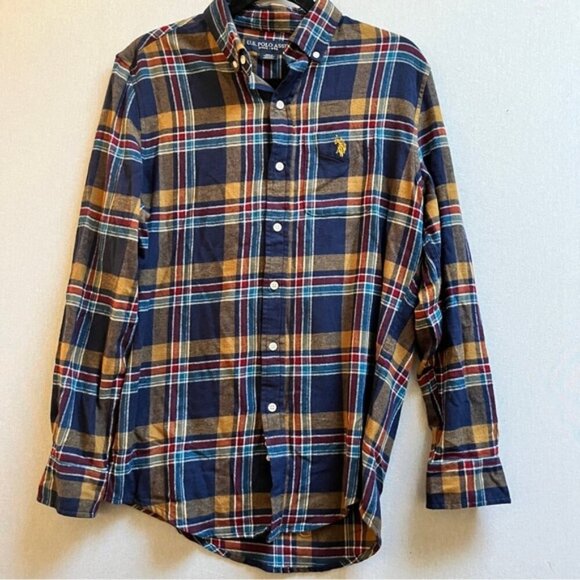 U.S Polo Assn cotton Plaid collar button up shirt Sz S - Picture 1 of 8